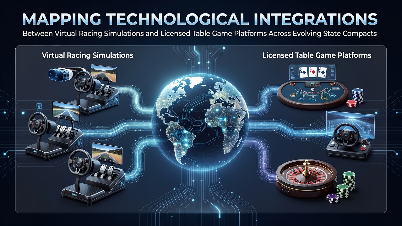Virtual racing simulation interface merging with digital table game elements on a unified platform