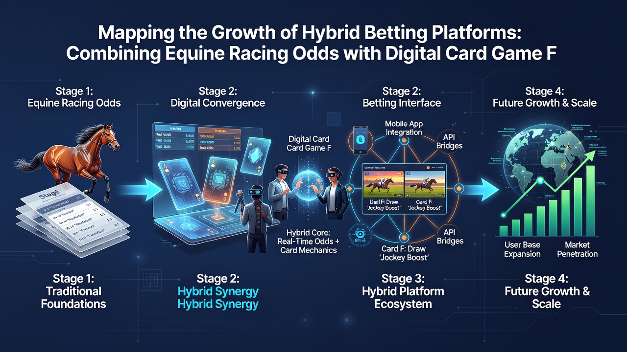 Screenshot of a hybrid betting app interface displaying horse racing odds next to digital card game tables