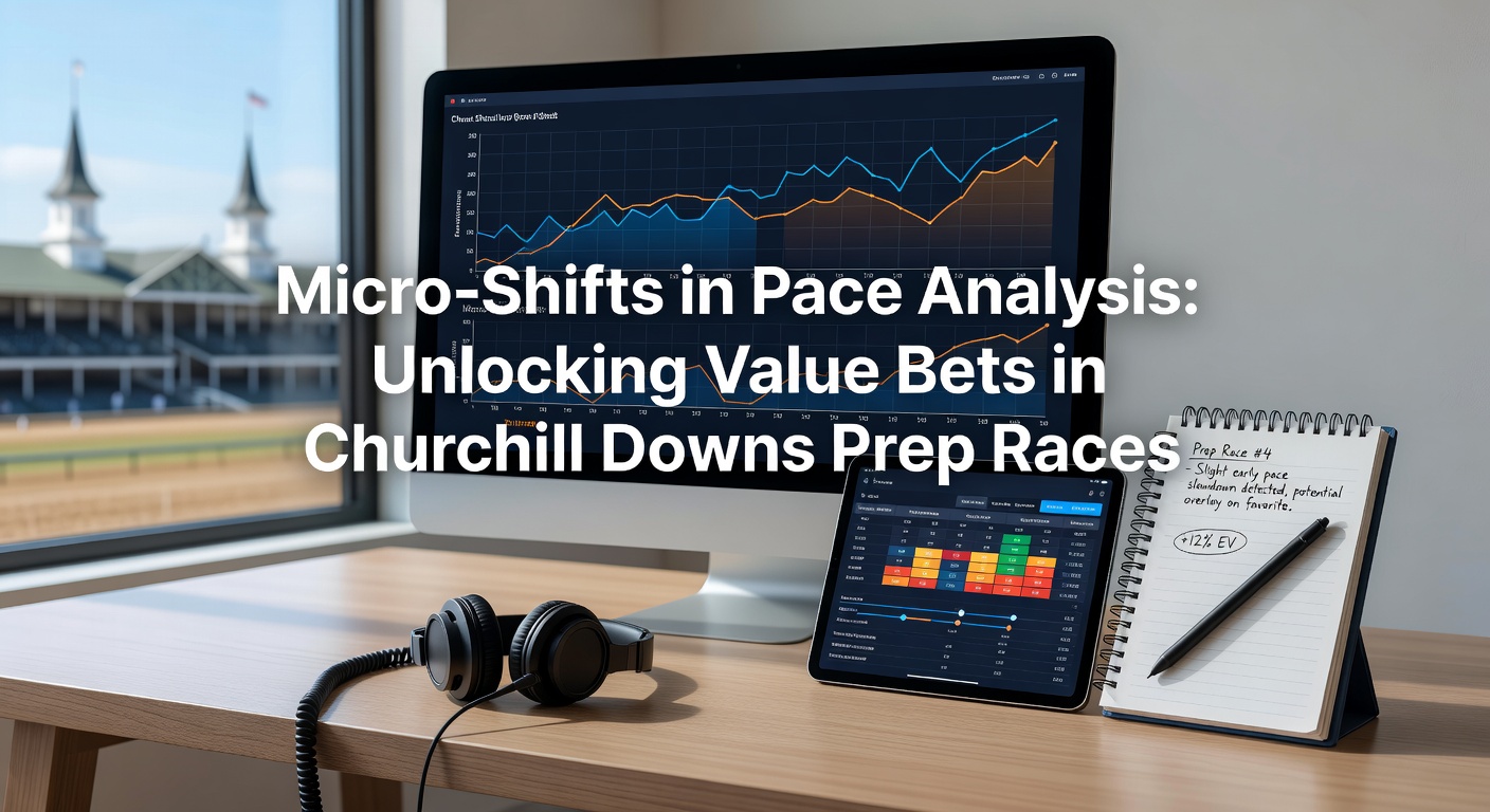 Horse racing at Churchill Downs with pace chart overlay showing fractional times during a prep race