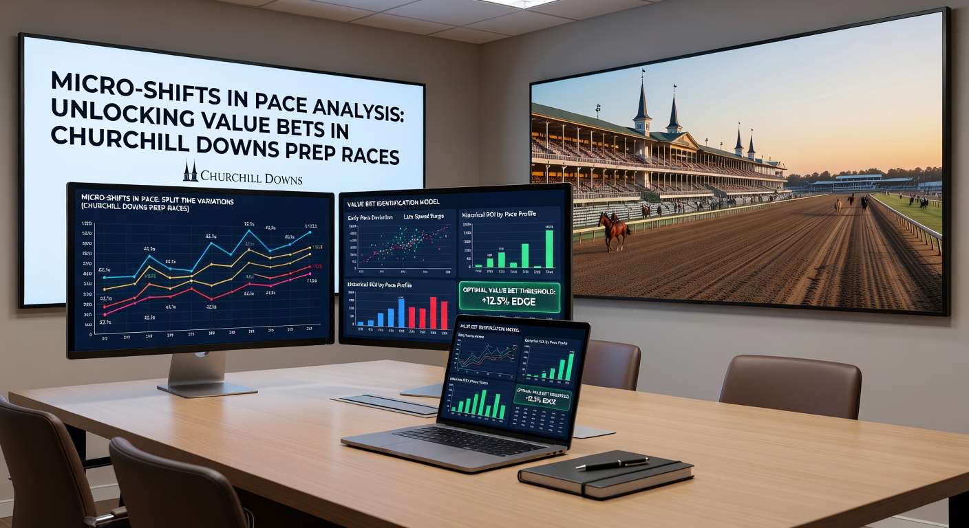 Close-up of a pace analysis chart from a Churchill Downs prep race, highlighting micro-shift in fractional times