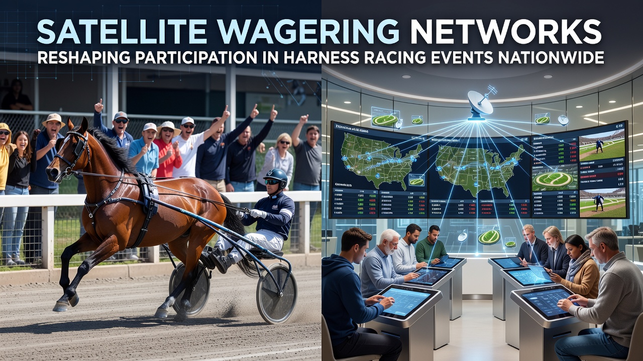 Satellite wagering networks connecting harness racing fans across multiple states
