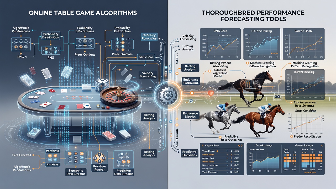 Side-by-side comparison of algorithmic components used in table games and thoroughbred forecasting