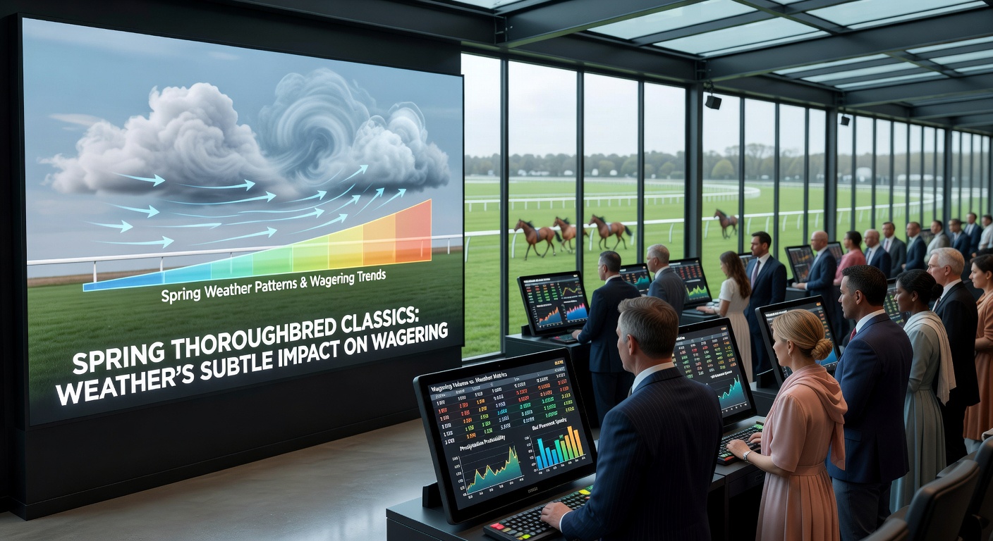 Bettors reviewing updated weather forecasts before placing wagers on spring thoroughbred races